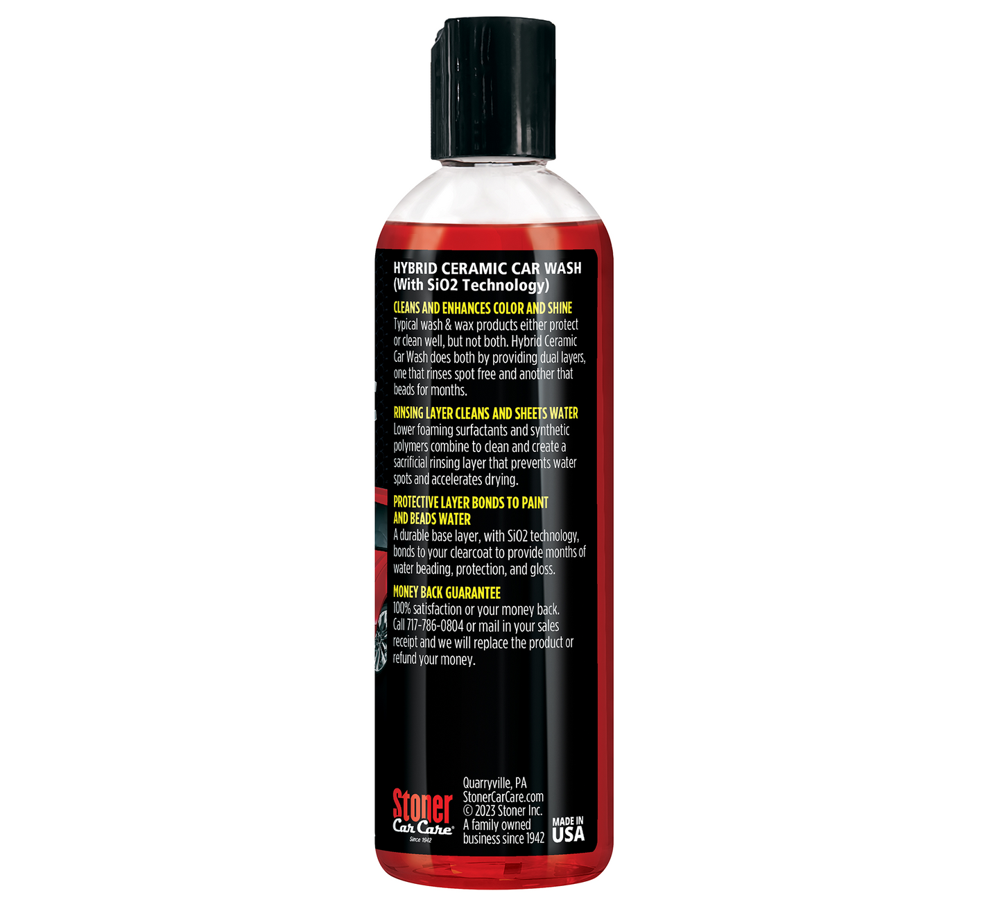 Stoner Hybrid Ceramic Car Wash 16oz Back Details