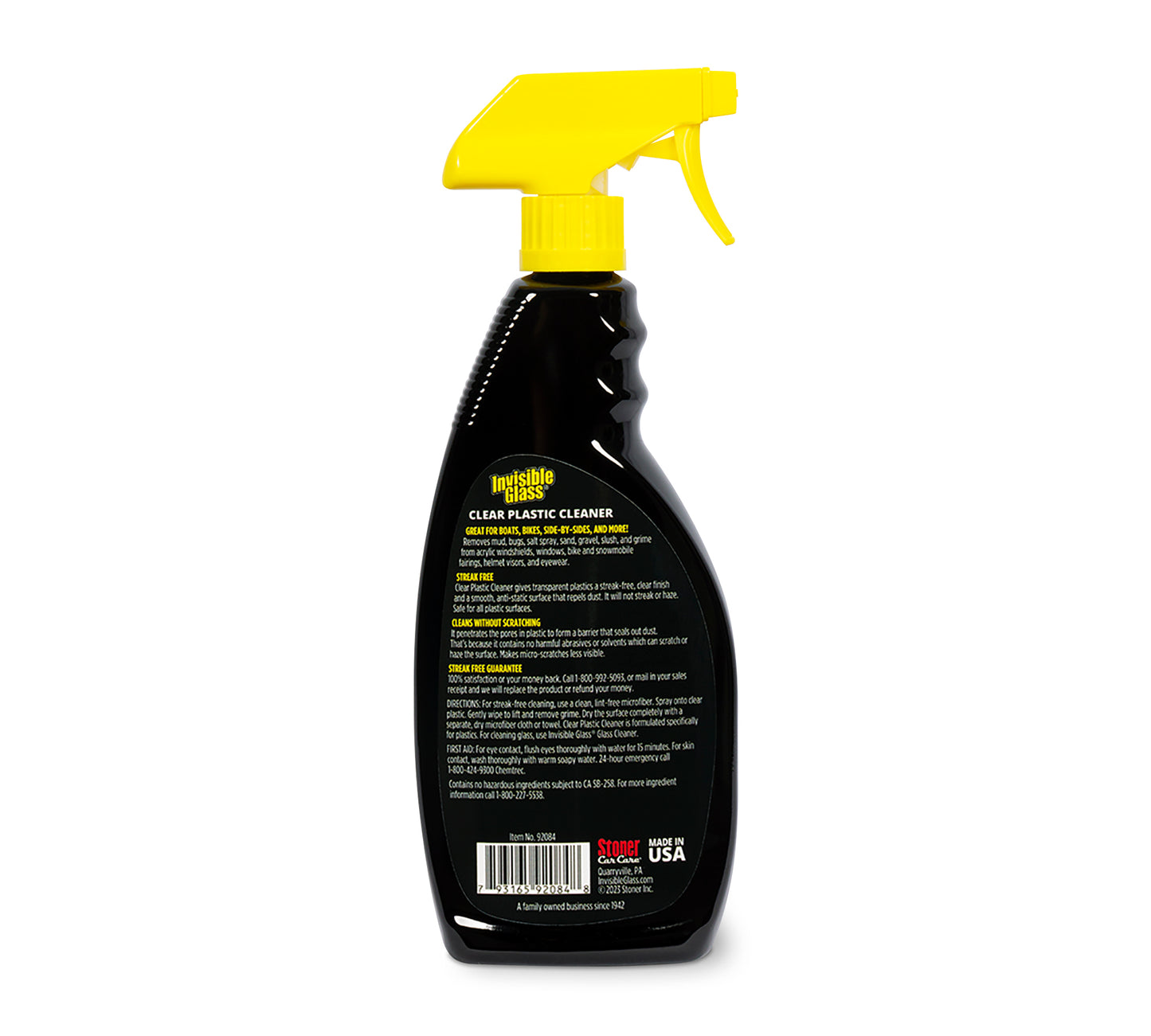 Invisible Glass Clear Plastic Cleaner for Boats, Bikes, and Side-by-sides Back Details