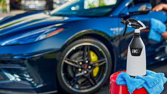 Car cleaning product with a blue car in the background